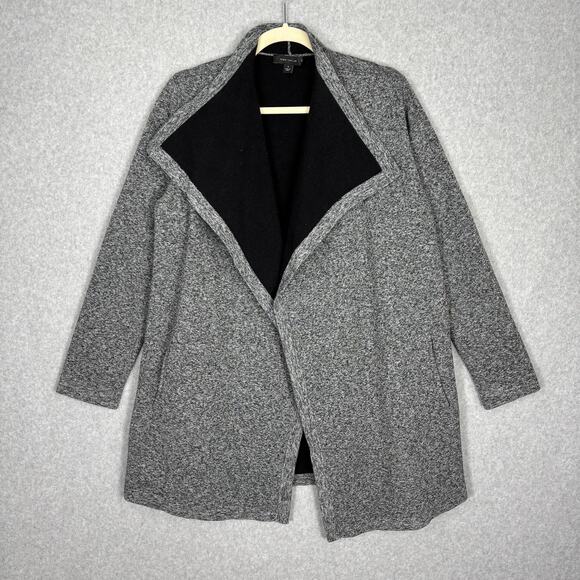 Ann Taylor Jacket Medium Gray‎ Knit Open Wrap Drape Marled Cardigan Blazer Coat - Picture 1 of 12